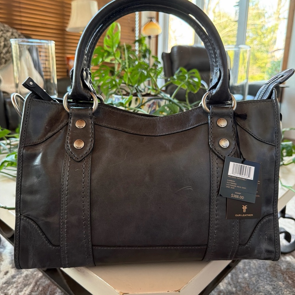 New! 🆕 Frye Gray Leather Satchel with Rolled Handles *FIRM PRICE*